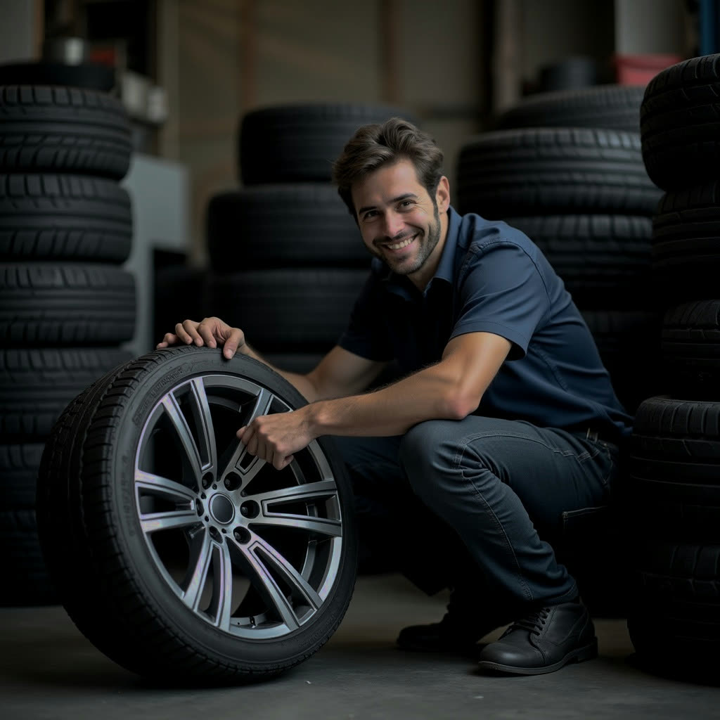 Original tire shop photo before retouch